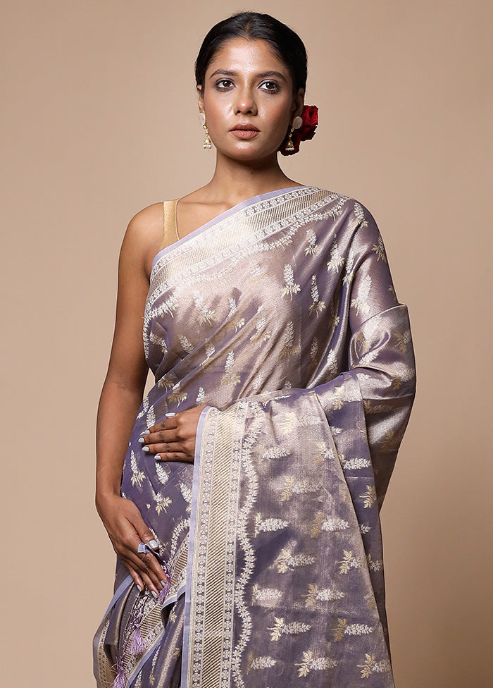 Lavender Tissue Silk Saree With Blouse Piece