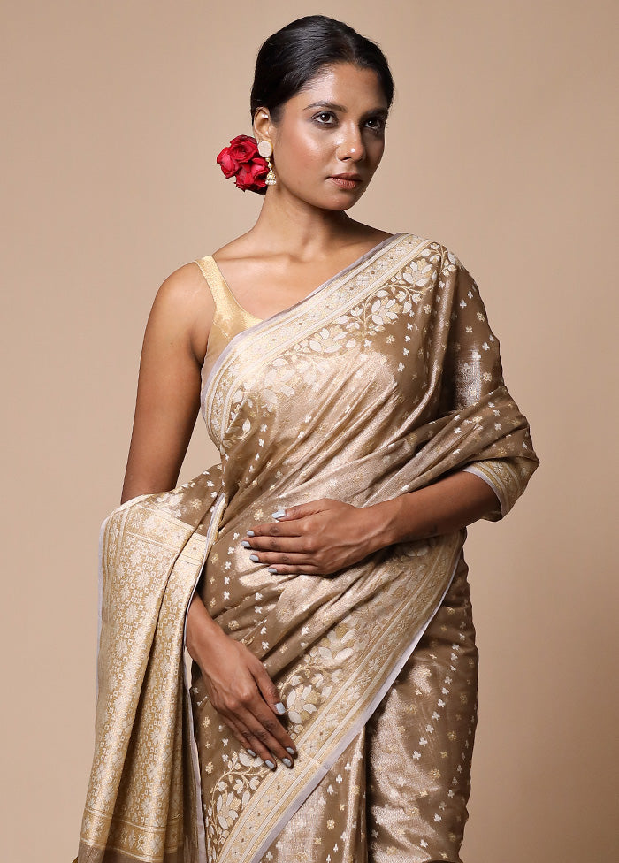 Cream Tissue Silk Saree With Blouse Piece