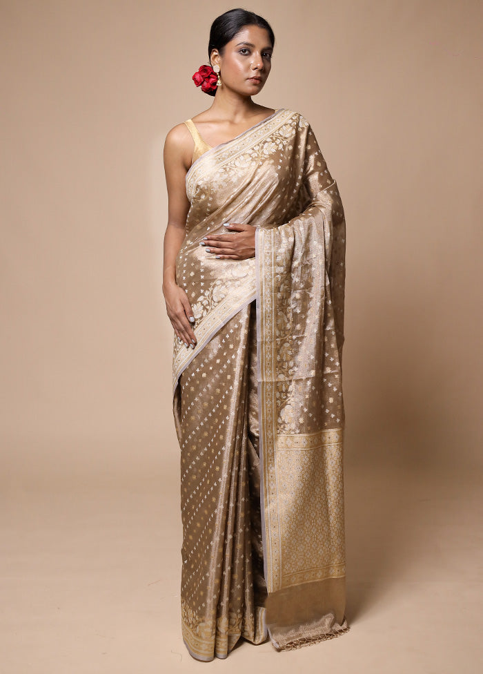 Cream Tissue Silk Saree With Blouse Piece