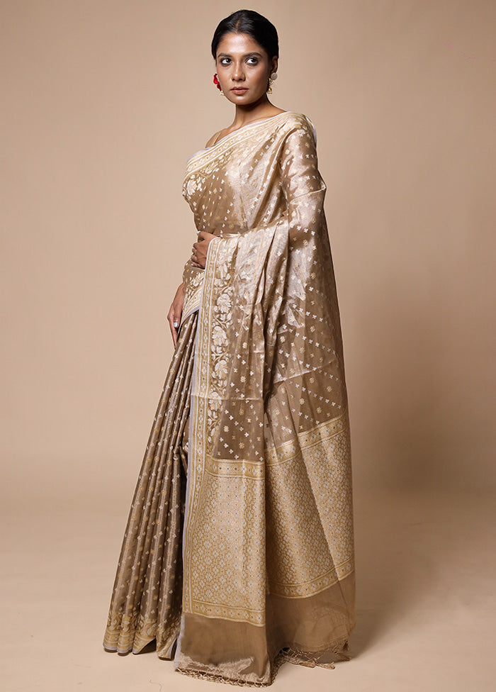 Cream Tissue Silk Saree With Blouse Piece