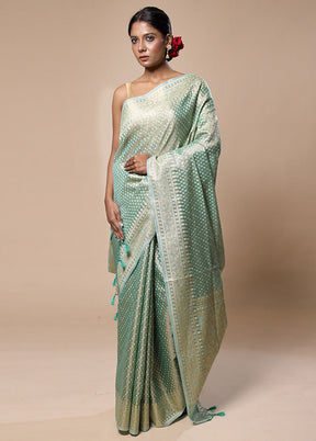 Green Tissue Silk Saree With Blouse Piece