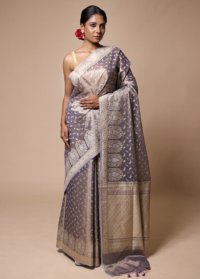 Lavender Tissue Silk Saree With Blouse Piece