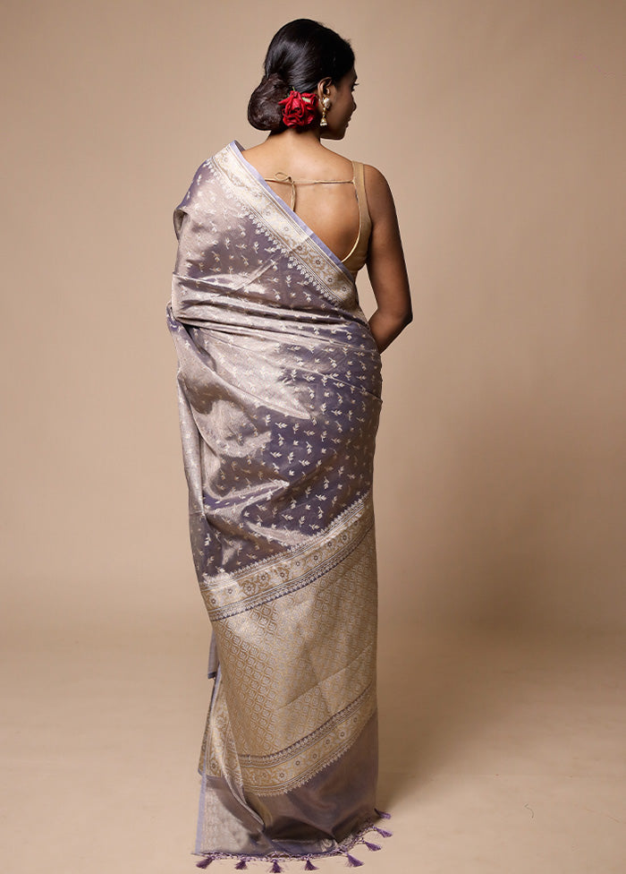 Lavender Tissue Silk Saree With Blouse Piece