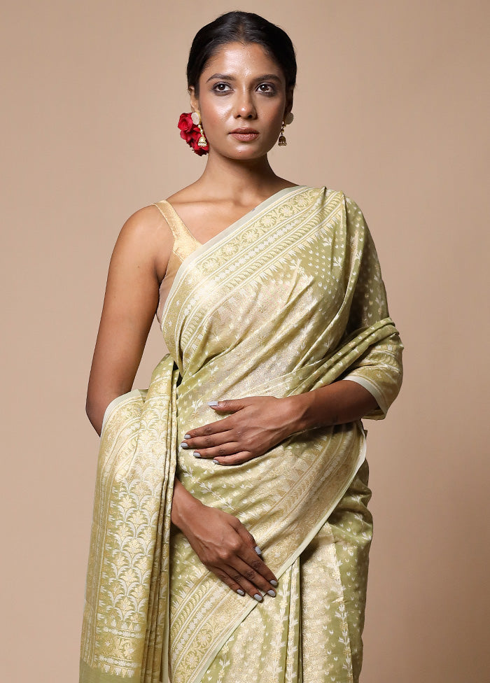 Green Tissue Silk Saree With Blouse Piece