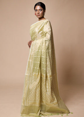 Green Tissue Silk Saree With Blouse Piece