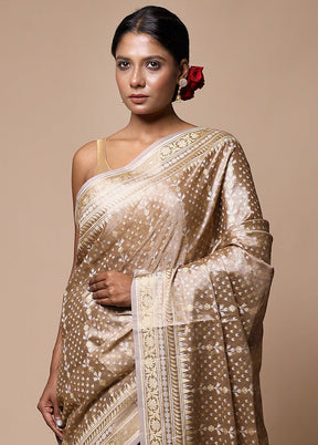 Cream Tissue Silk Saree With Blouse Piece