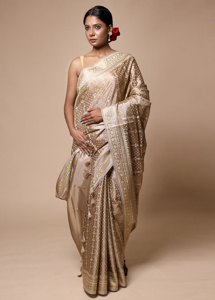 Cream Tissue Silk Saree With Blouse Piece