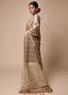 Cream Tissue Silk Saree With Blouse Piece