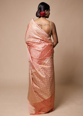 Peach Tissue Silk Saree With Blouse Piece