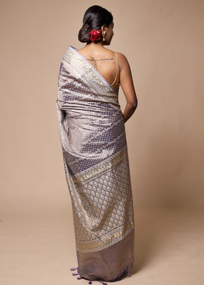 Lavender Tissue Silk Saree With Blouse Piece