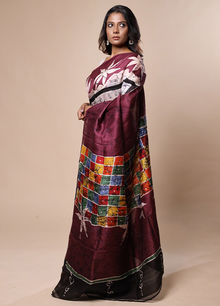 Multicolor Printed Pure Silk Saree Without Blouse Piece