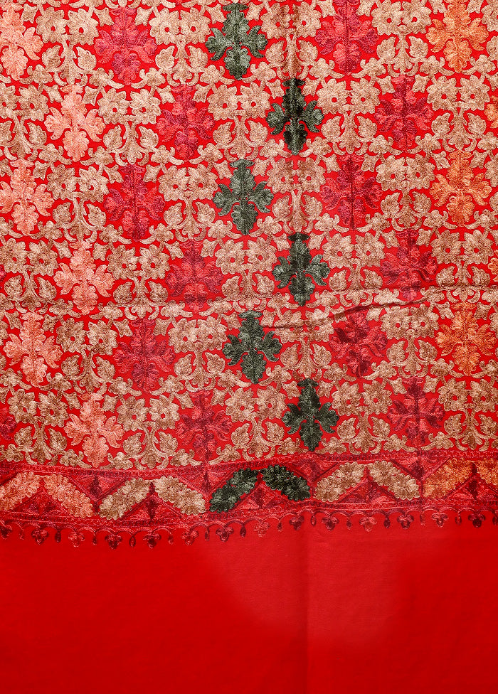 Red Woven Work Shawl