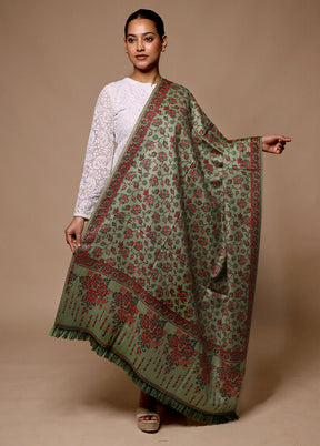 Green Woven Work Shawl