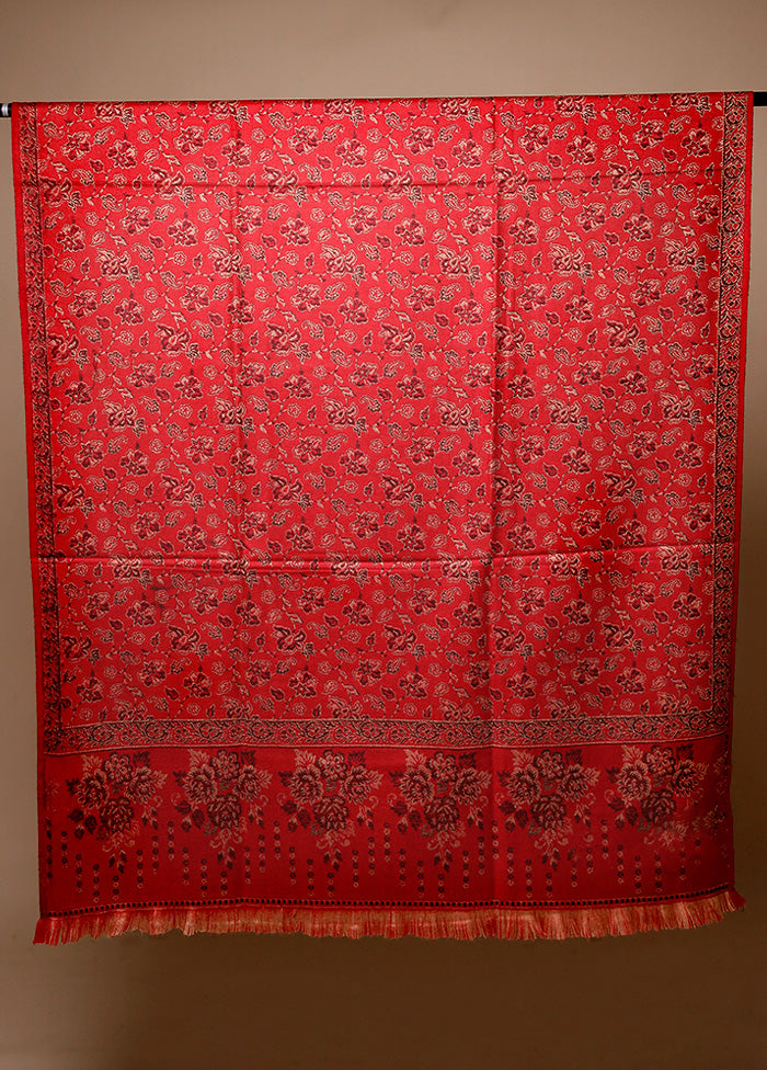 Red Woven Work Shawl