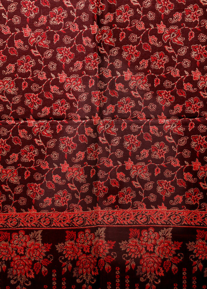 Maroon Woven Work Shawl
