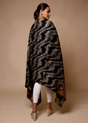 Black Woven Work Shawl