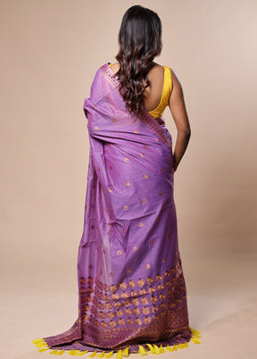 Purple Assam Silk Saree With Blouse Piece