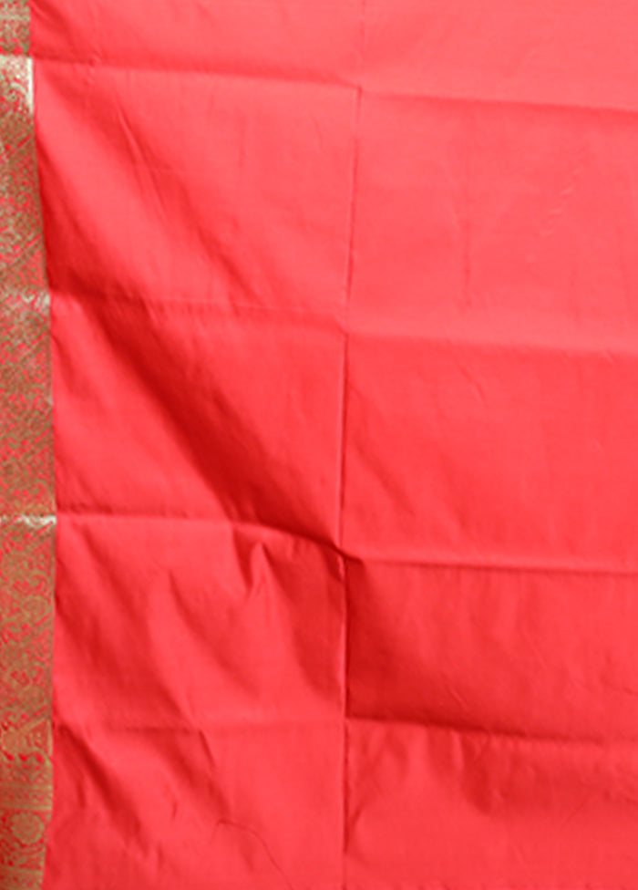 Red Banarasi Silk Saree With Blouse Piece