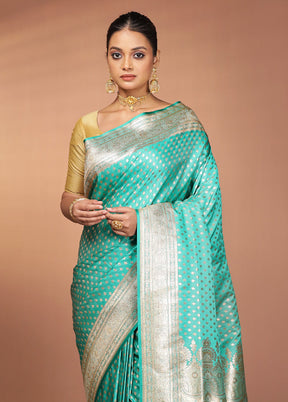 Green Banarasi Silk Saree With Blouse Piece
