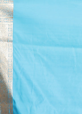 Blue Banarasi Silk Saree With Blouse Piece