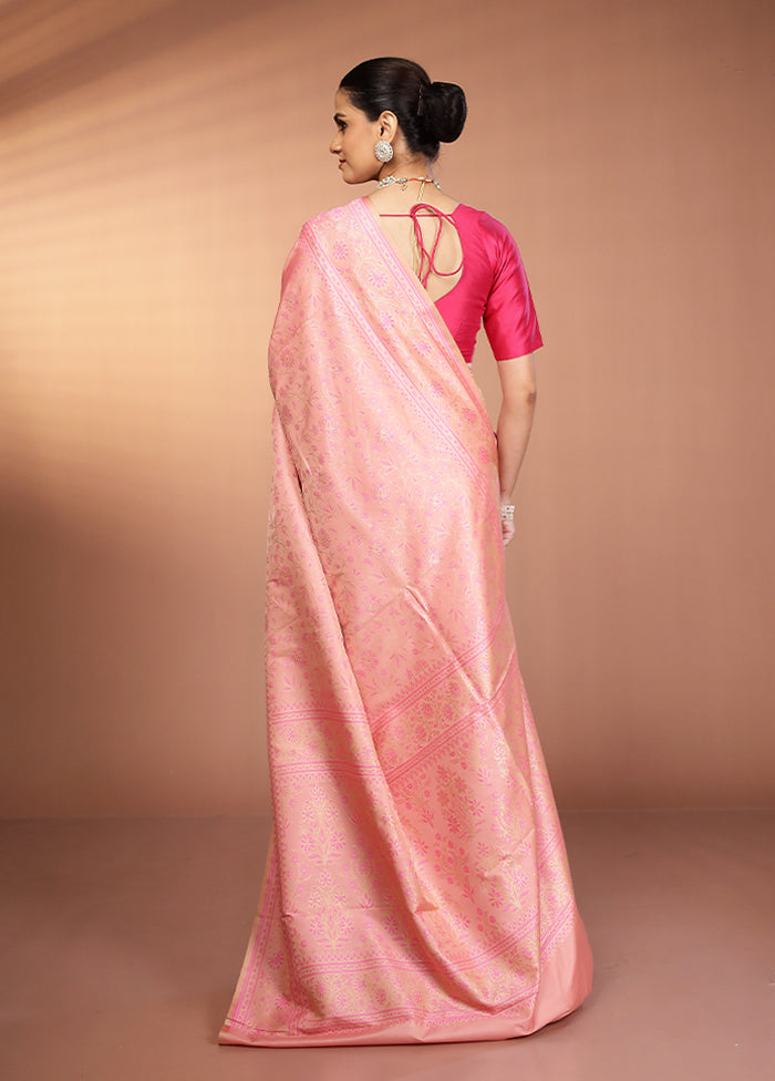 Pink Katan Silk Saree With Blouse Piece