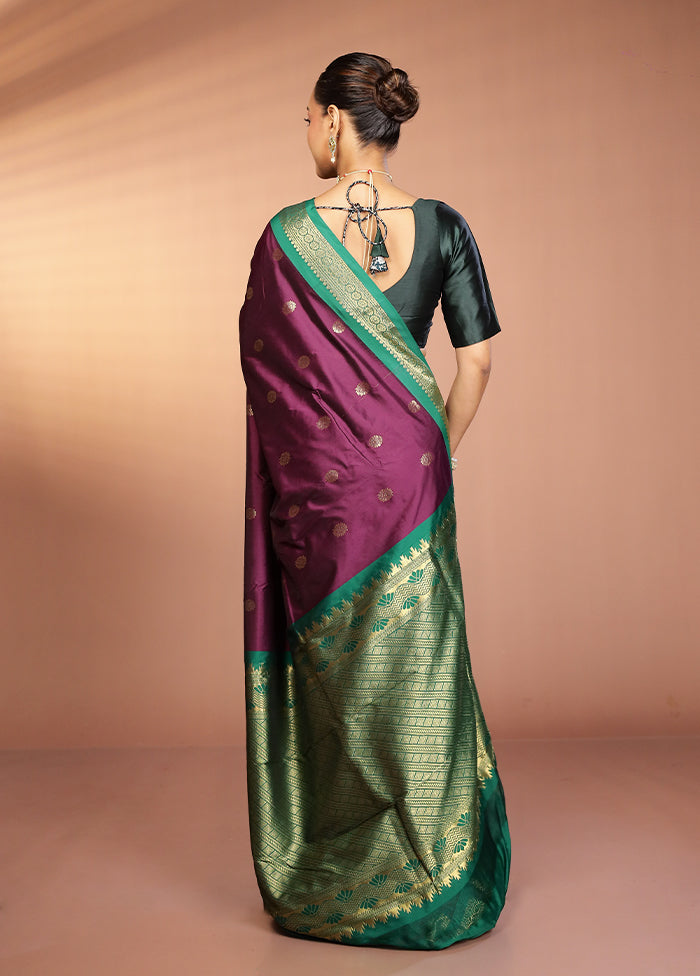 Purple Kanjivaram Silk Saree With Blouse Piece