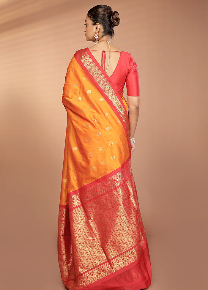 Yellow Kanjivaram Silk Saree With Blouse Piece