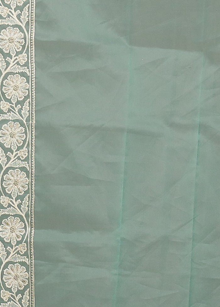 Green Organza Saree With Blouse Piece