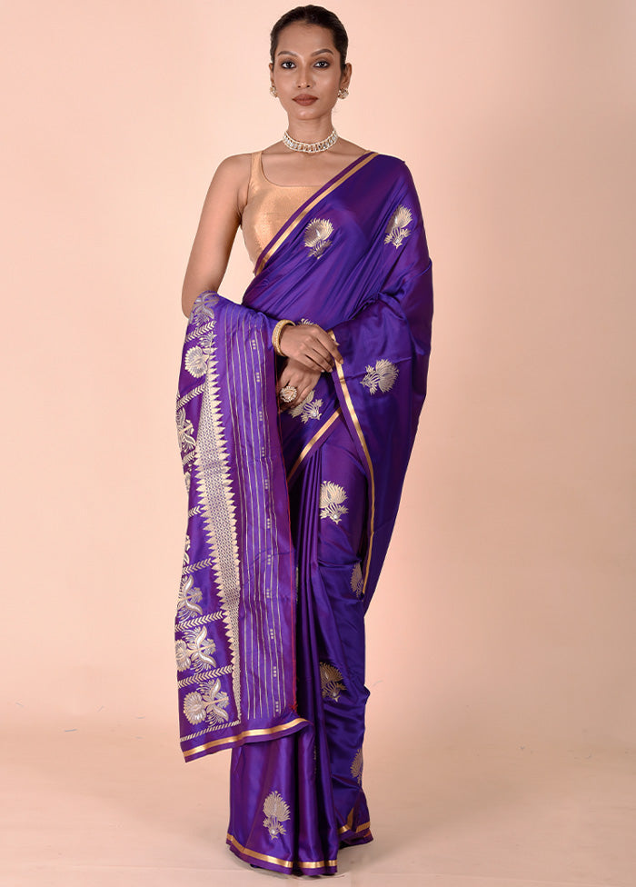 Purple Katan Silk Saree With Blouse Piece