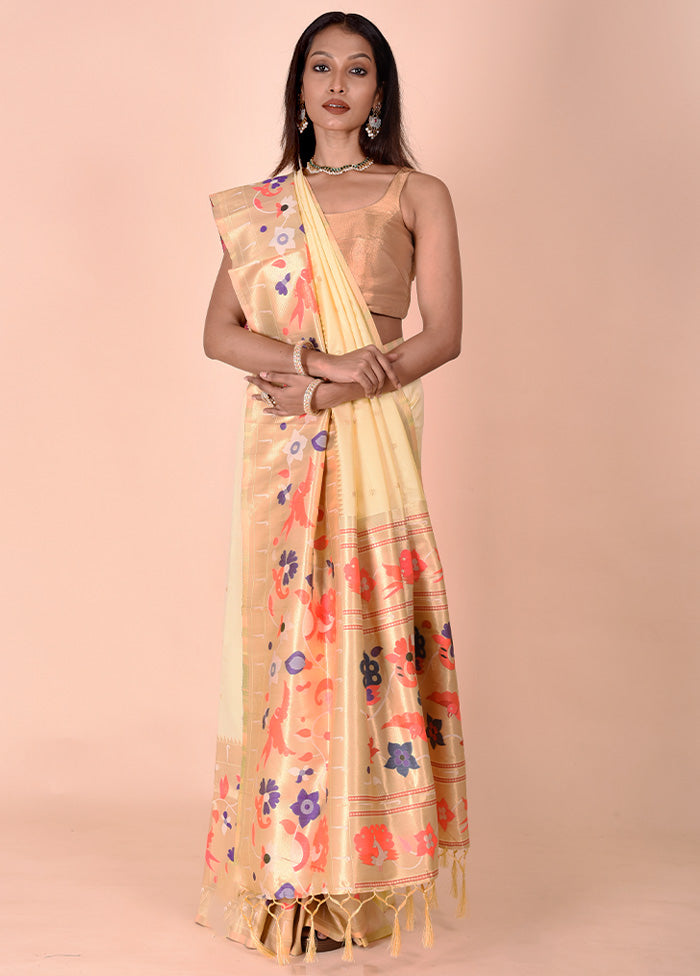 Yellow Katan Silk Saree With Blouse Piece