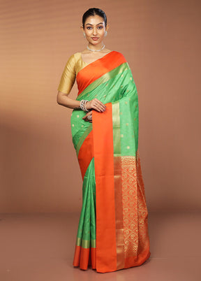 Green Kanjivaram Silk Saree With Blouse Piece
