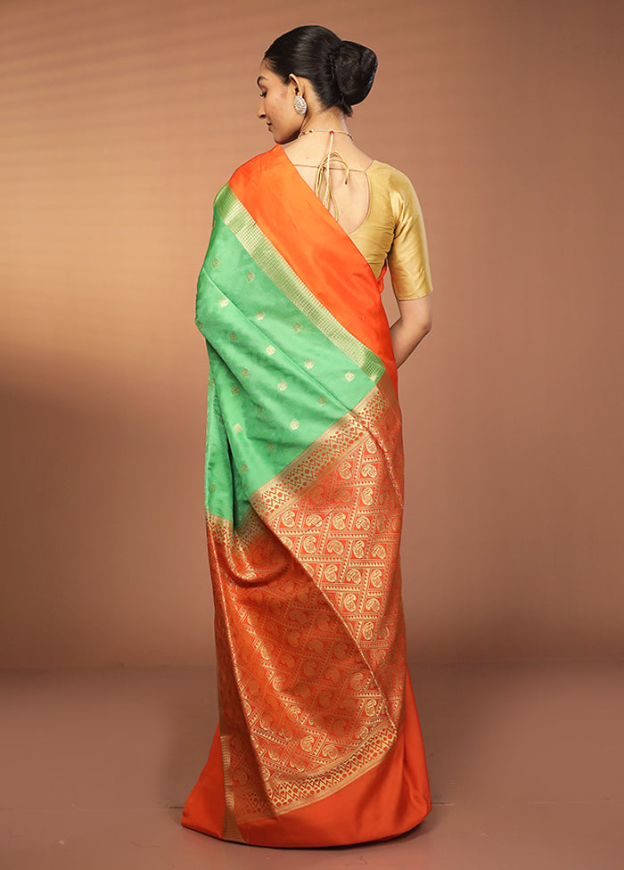 Green Kanjivaram Silk Saree With Blouse Piece
