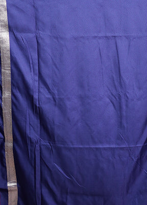 Blue Handloom Banarasi Pure Silk Saree With Blouse Piece