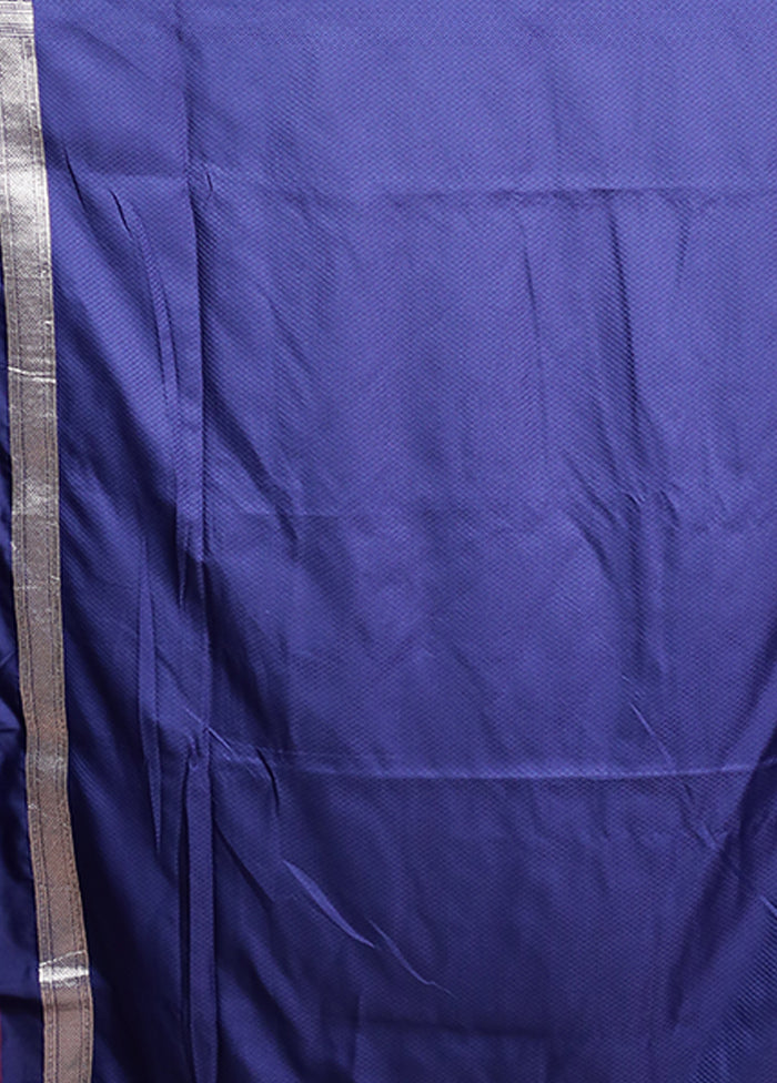 Blue Handloom Banarasi Pure Silk Saree With Blouse Piece