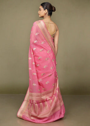 Pink Kota Cotton Saree With Blouse Piece