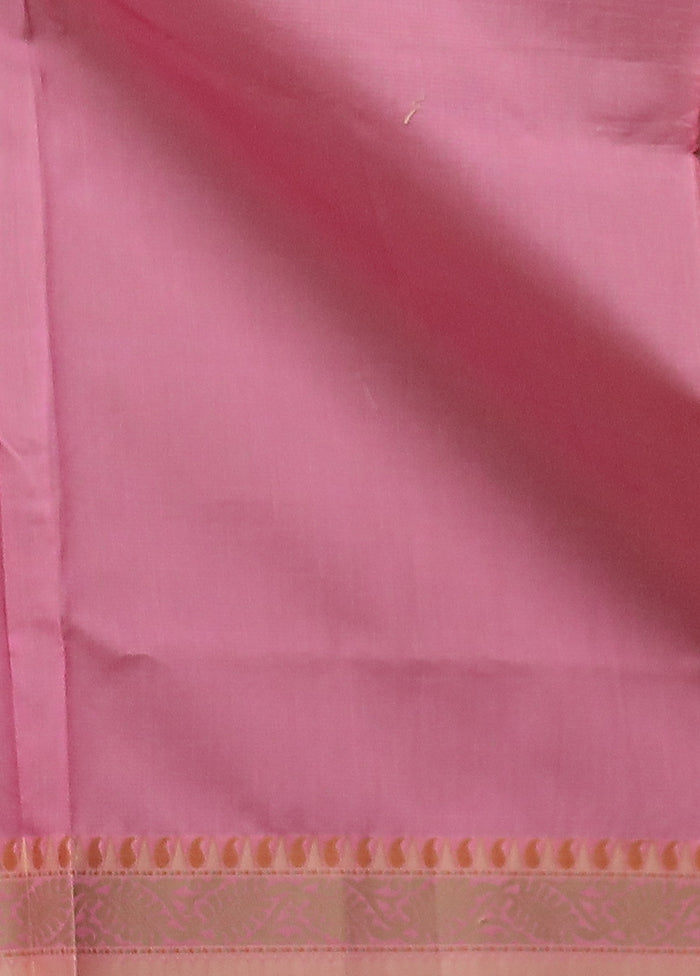 Pink Kota Cotton Saree With Blouse Piece