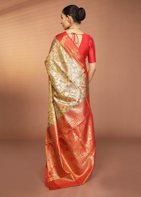 Gold Kanjivaram Silk Saree With Blouse Piece