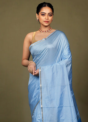 Blue Handloom Kanjivaram Pure Silk Saree With Blouse Piece