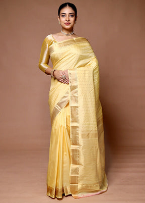 Yellow Kanjivaram Silk Saree With Blouse Piece