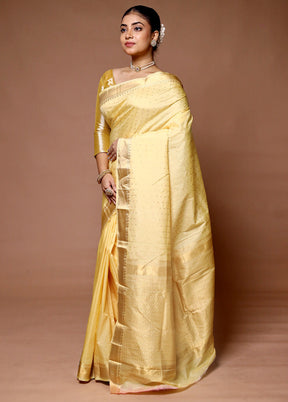 Yellow Kanjivaram Silk Saree With Blouse Piece