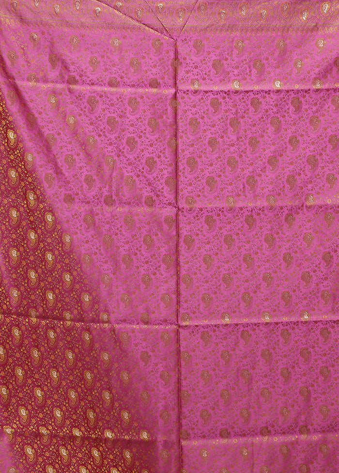 Pink Handloom Tanchoi Pure Silk Saree With Blouse Piece