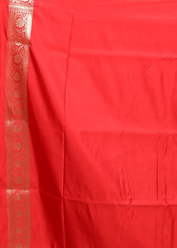 Red Banarasi Silk Saree With Blouse Piece