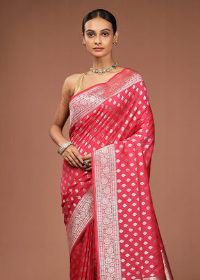 Pink Uppada Silk Saree With Blouse Piece