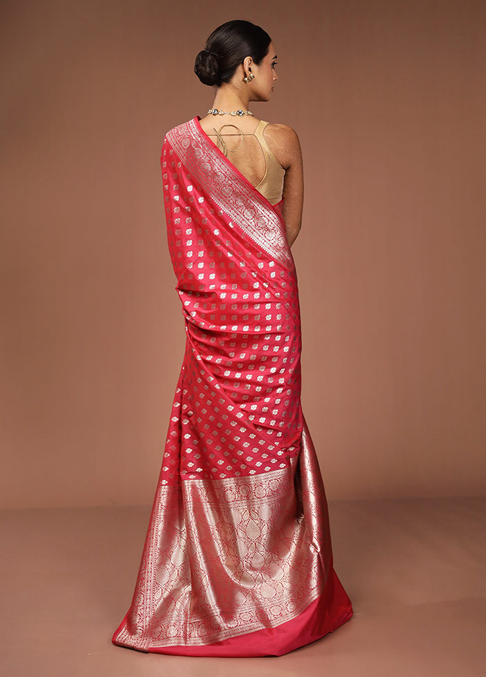 Pink Uppada Silk Saree With Blouse Piece