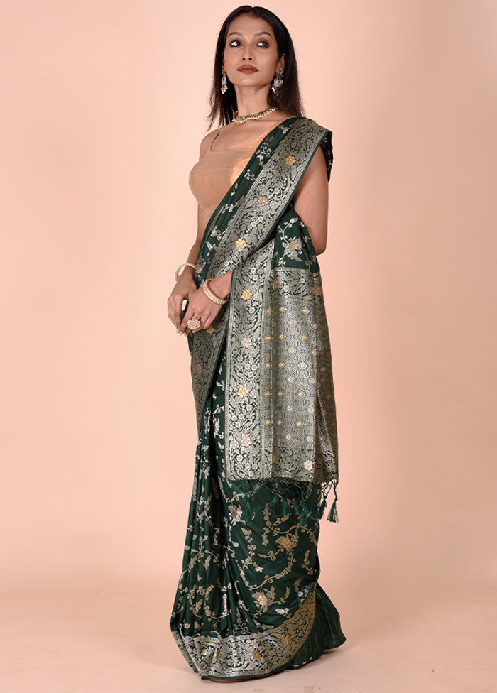 Green Dupion Silk Saree With Blouse Piece