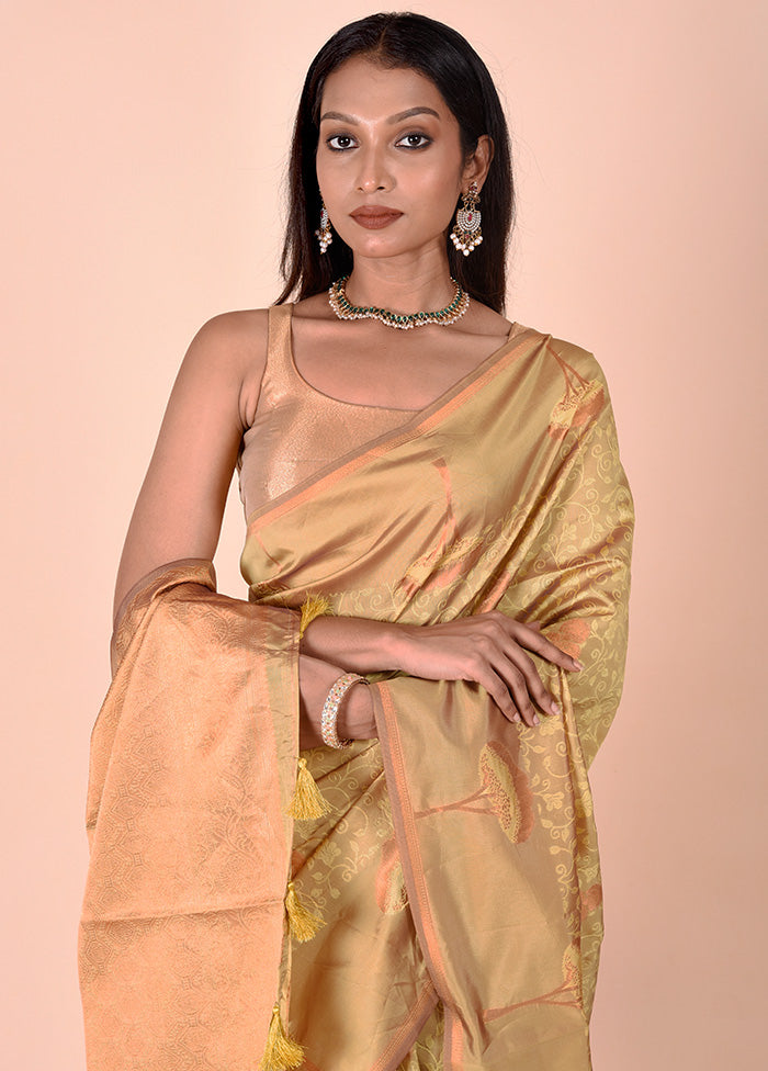 Yellow Kora Silk Saree With Blouse Piece