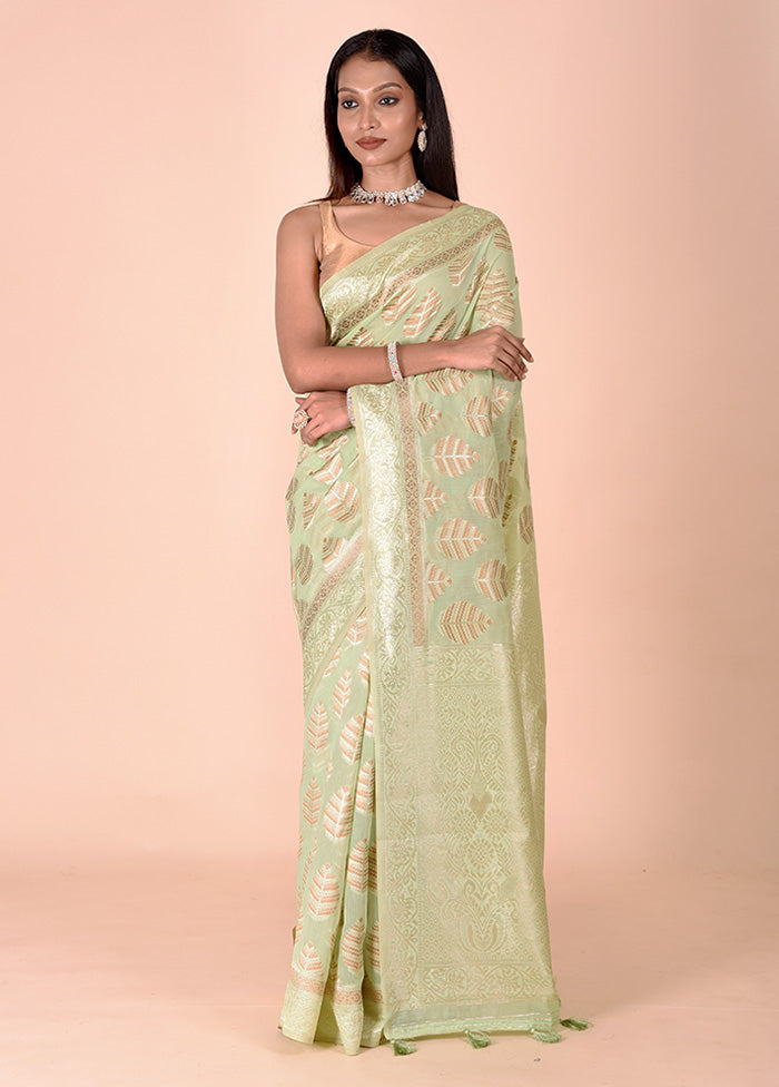 Green Kora Silk Saree With Blouse Piece