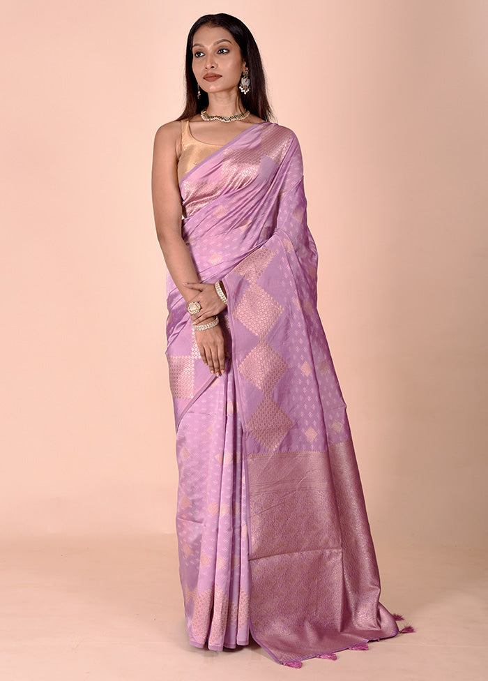 Purple Kora Silk Saree With Blouse Piece