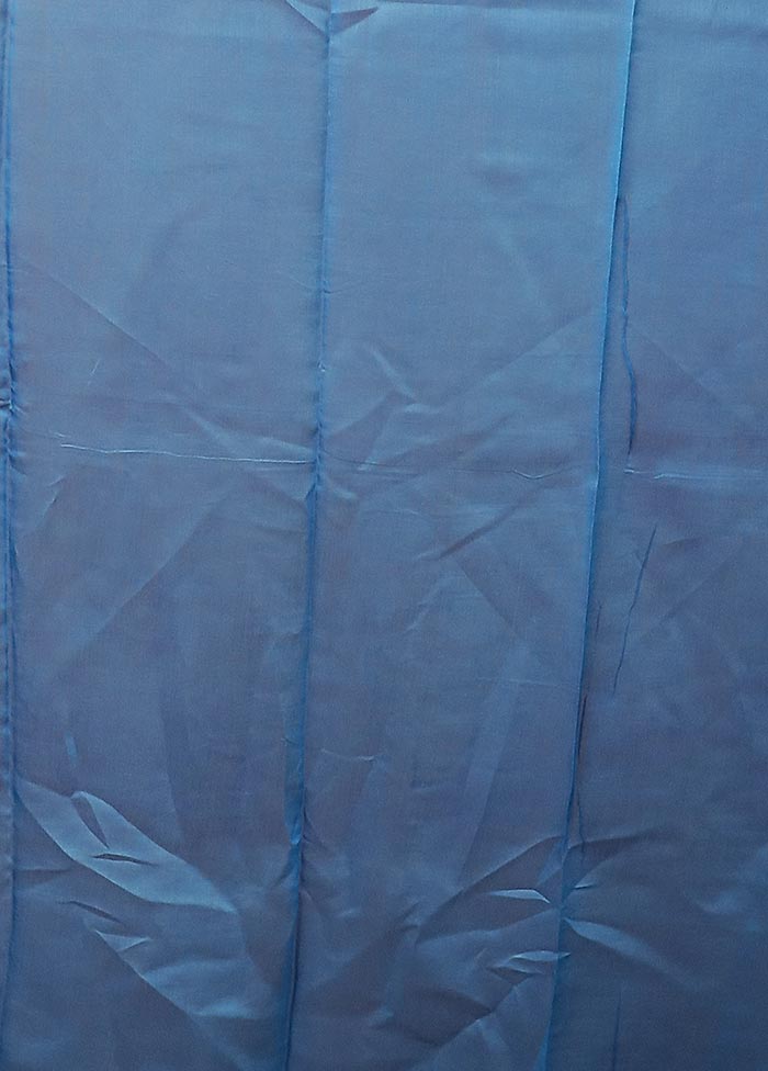 Blue Chanderi Silk Saree With Blouse Piece