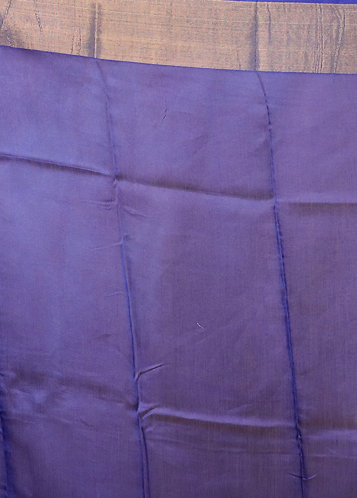 Blue Chanderi Cotton Saree With Blouse Piece